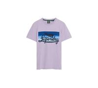 Superdry Herren Gestreiftes Cali T-Shirt mit Logo Hell Lavendel Lila Strukturiert S