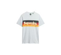 Superdry Herren Gestreiftes Cali T-Shirt mit Logo Meersalz Blau Strukturiert S