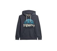 Superdry Herren Great Outdoors Hoodie mit Logo-Print Vintage Marineblau Meliert XL