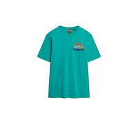 Rundhalsshirt SUPERDRY "CL GREAT OUTDOORS CHEST TEE", Herren, Gr. M, blau (blau grass), Single Jersey, Obermaterial: 100% Baumwolle, unifarben, modisch, loose fit normal, Rundhals, Kurzarm, Shirts (88