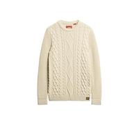 Superdry Herren Jacob Pullover mit Zopfmuster Ecru M