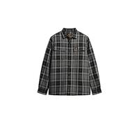 Superdry Herren Karierte Hemdjacke aus Wolle mit Fleecefutter Roderick Kariert Schwarz XXL