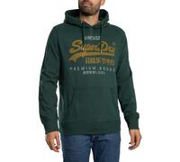 Kapuzensweatshirt SUPERDRY "VL DUO CLASSIC HOOD", Herren, Gr. XL, enamel grün, angeraute Sweatware, Obermaterial: 80% Baumwolle, 20% Polyester, bedruckt, regular fit normal, Rundhals, Rippbündchen, Sw