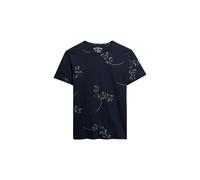 Superdry Herren Klassisches Essential T-Shirt mit Print Seltene Orchidee Marineblau S