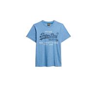 Superdry Herren Klassisches, lässiges T-Shirt mit Vintage-Logo Frischblau Gesprenkelt S