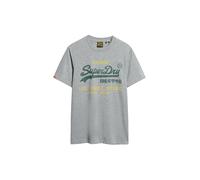 Superdry Herren Klassisches, lässiges T-Shirt mit Vintage-Logo Kiesgrau Gesprenkelt L
