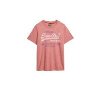 Rundhalsshirt SUPERDRY "VL CLASSIC RELAXED TEE", Herren, Gr. XL, mid rot grit, Single Jersey, Obermaterial: 60% Baumwolle, 40% Polyester, meliert, modisch, relaxed fit, Rundhals, Kurzarm, Shirts (6631