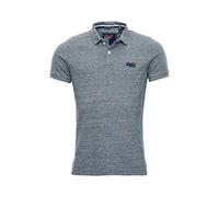 Superdry Herren Klassisches Pikee-Polohemd aus Bio-Baumwolle Flint Stahlgrau Gesprenkelt S