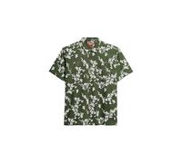 Superdry Herren Kurzarmhemd R1-S/S – Olivgrün mit Blüte – Größe M