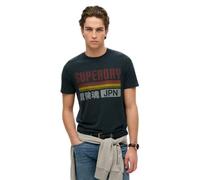 Superdry Herren Lässiges Japan T-Shirt mit Streifen Finster Marineblau L