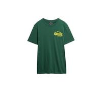 Rundhalsshirt SUPERDRY "VL EMBROIDERED RELAXED TEE", Herren, Gr. M, international pine, Single Jersey, Obermaterial: 100% Baumwolle, bedruckt, modisch, relaxed fit, Rundhals, Kurzarm, Shirts (19110111