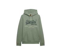 Kapuzensweatshirt SUPERDRY "SD-VL HERITAGE RELAXED HOOD", Herren, Gr. M, thyme grün marl, Jersey, Obermaterial: 55% Baumwolle, 45% Polyester, meliert, relaxed fit normal, ohne Ausschnitt, Rippbündchen