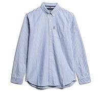 Superdry Herren Langärmeliges Essentials Oxfordhemd Broker Marineblau Gestreift M
