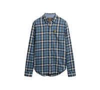 Superdry Herren Langärmliges Baumwoll-Holzfällerhemd Burghley Kariert Blau M