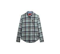 Superdry Herren Langärmliges Baumwoll-Holzfällerhemd Canyon Kariert Hellgrau XL