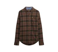 Superdry Herren Langärmliges Baumwoll-Holzfällerhemd Drayton Kariert Olivgrün XL