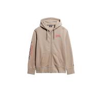 Superdry Herren Locker geschnittene Sportswear Kapuzenjacke mit Logo Dunkelbeige Strukturiert S