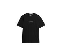 Rundhalsshirt SUPERDRY "MICRO LOGO GRAPHIC LOOSE TEE", Herren, Gr. L, schwarz, Single Jersey, Obermaterial: 100% Baumwolle, bedruckt, loose fit, Rundhals, Shirts Rundhalsshirt (73117252-L)