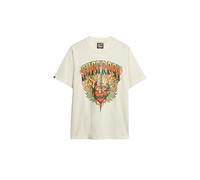 Superdry Herren Lockeres T-Shirt mit Biker-Rock-Grafik Knochenweiß XXXL