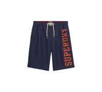 Badeshorts SUPERDRY "LOGO 19 BOARDSHORT", Herren, Gr. L, N-Gr, nautical navy, Web, Polyester, bedruckt, Badehosen Badeshorts (67972357-L) nautical navy