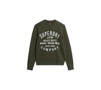Superdry Herren Machined Goods Workwear Sweatshirt mit Rundhalsausschnitt Surplus Goods Olivgrün M