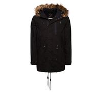 Superdry Herren Military Parka mit Kunstfellbesatz Tiefschwarz M