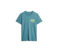 Superdry Herren Neonfarbenes T-Shirt mit Vintage-Logo Wasserblau M