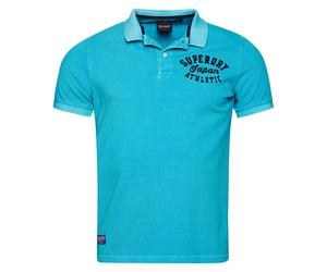 Superdry Herren Poloshirt - Vintage Superstate, Kurzarm, Knopfleiste, Baumwolle Türkis S