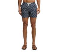 Badeshorts SUPERDRY "PREMIUM PRINTED 15 SWIM SHORT", Gr. L, N-Gr, sashiko atlantic navy, Polyester, gemustert, Badehosen Badeshorts (54003705-L) sashiko atlantic navy