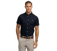 Superdry Herren Preppy Oxford Kurzarmhemd Finster Marineblau S