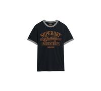 Superdry Herren Ringer Workwear T-Shirt mit Grafik Finster Marineblau/Sportlich Grau Meliert XL