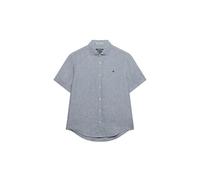 Leinenhemd SUPERDRY "RIVIERA S/S LINEN SHIRT", Herren, Gr. L, N-Gr, ticking navy stripe, Web, Obermaterial: 100% Leinen, gestreift, regular fit normal, Hemden, aus 100% Leinen (49614156-L) ticking nav