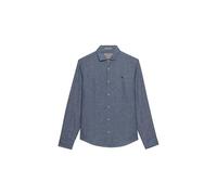 Superdry Riviera Linen Langarmhemd L Indigo Needle Stripe