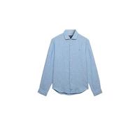 Superdry Herren Riviera Leinenhemd mit langen Ärmeln Klassisch Blau Gestreift S