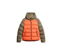 Superdry Herren Sport Steppjacke in Blockfarben mit Kapuze Kaki Farbblock S