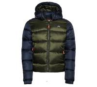 Superdry Herren Sports Steppjacke im Farbblock-Design mit Kapuze Finster Marineblau/Dunkel Moos L