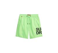 Badeshorts SUPERDRY "SPORTSWEAR LOGO 17 SWIM SHORT", Herren, Gr. M, N-Gr, grün (neon grün), Polyester, bedruckt, modisch, Badehosen (64516826-M) neon grün