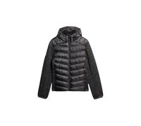 Superdry Herren Steppjacke Hooded Knit Storm Hybrid mit Kapuze Dunkel Anthrazit Meliert Gr. M