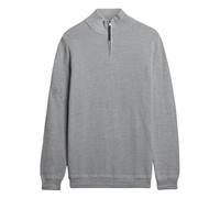 Superdry Herren Strickpullover mit Zip-Stehkragen - Cotton Texture Henley, Pullover, einfarbig 3XL Grau