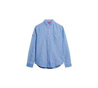 Superdry Herren Studios Linen Bd L/S Shirt Hemd, Blue Bonnet, M