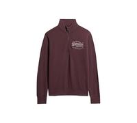 Superdry Herren Sweatshirt mit Grafik und Halbreißverschluss Sattes Burgunderrot S