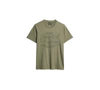 Superdry Herren T-Shirt mit geprägter Grafik Gedämpftes Olivgrün Gesprenkelt S