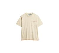 Superdry Herren T-Shirt mit Tasche und Kontrastnähten Verwaschenes Pelikan Beige XL