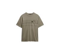 Superdry Herren T-Shirt mit Tasche und Kontraststreifen Verwaschenes Vintage Kaki M