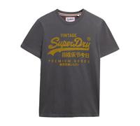 Rundhalsshirt SUPERDRY "VL CLASSIC TEE", Herren, Gr. L, schwarz (charcoal), Single Jersey, Obermaterial: 100% Baumwolle, bedruckt, modisch, regular fit, Rundhals, Kurzarm, Shirts (43602710-L) charcoal