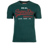 Superdry Herren T-Shirt - VI Classic Tee, T-Shirt, Rundhals, Baumwolle, Logo, einfarbig Grün 2XL