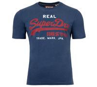 Superdry Herren T-Shirt - VI Classic Tee, T-Shirt, Rundhals, Baumwolle, Logo, einfarbig XXL Blau