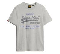 Rundhalsshirt SUPERDRY "VL HERITAGE RELAXED TEE", Herren, Gr. XXXL, college grau marl, Single Jersey, Obermaterial: 100% Baumwolle, meliert, modisch, relaxed fit, Rundhals, Kurzarm, Shirts (23289417-X