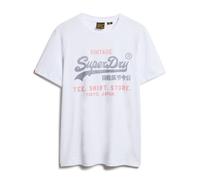 Rundhalsshirt SUPERDRY "VL HERITAGE RELAXED TEE", Herren, Gr. M, optic, Single Jersey, Obermaterial: 100% Baumwolle, meliert, modisch, relaxed fit, Rundhals, Kurzarm, Shirts (72245717-M) optic