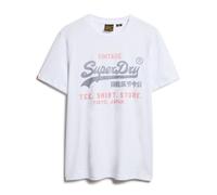 Superdry Herren T-Shirt - VI Heritage Relaxed Tee , T-Shirt, Baumwolle, Rundhals, Logo, einfarbig Weiß XL